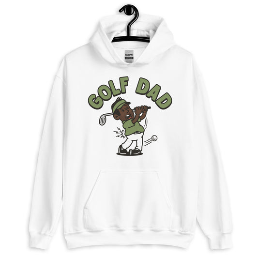 Golf Black Hair Dark Skin Tone No-Glasses Stubble Dad Hoodie