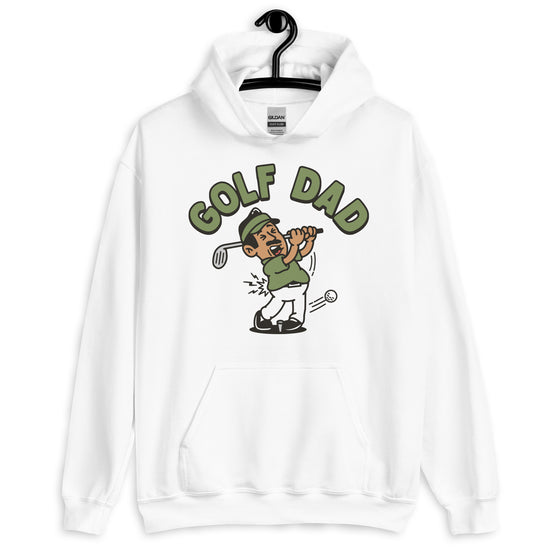 Golf Black Hair Tan Skin Tone No-Glasses Moustache Dad Hoodie
