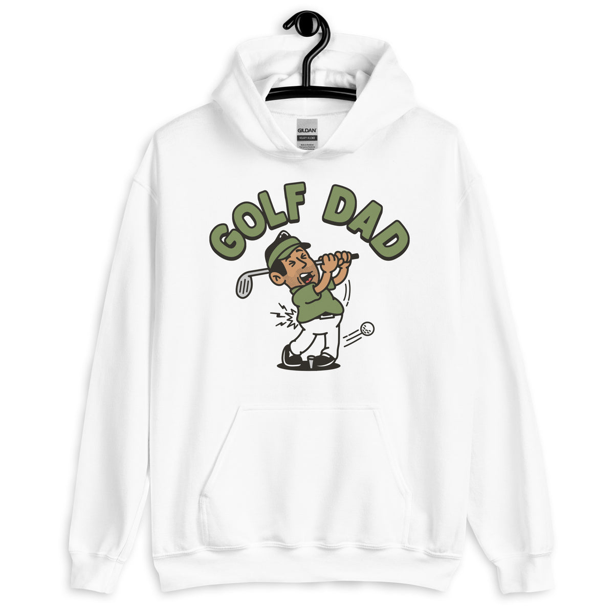 Golf Black Hair Tan Skin Tone No-Glasses Stubble Dad Hoodie