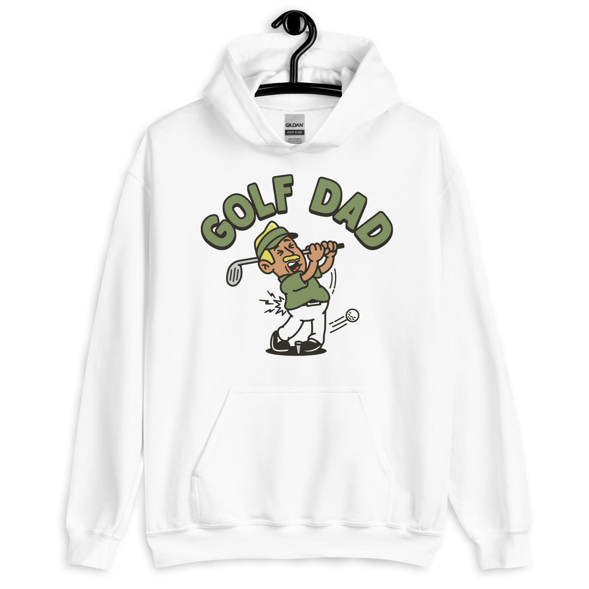 Golf Blond Hair Tan Skin Tone No-Glasses Moustache Dad Hoodie