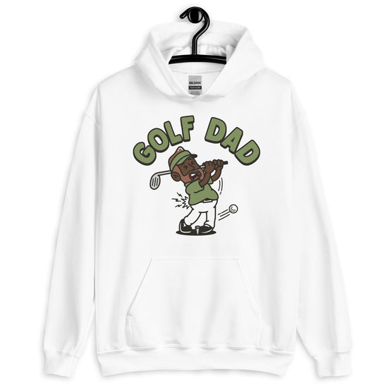 Golf Brown Hair Dark Skin Tone No-Glasses Beard Dad Hoodie