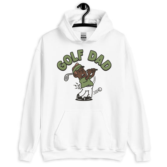 Golf Brown Hair Dark Skin Tone No-Glasses Stubble Dad Hoodie