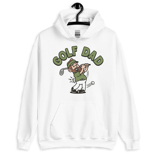Golf Brown Hair Light Skin Tone No-Glasses Beard Dad Hoodie