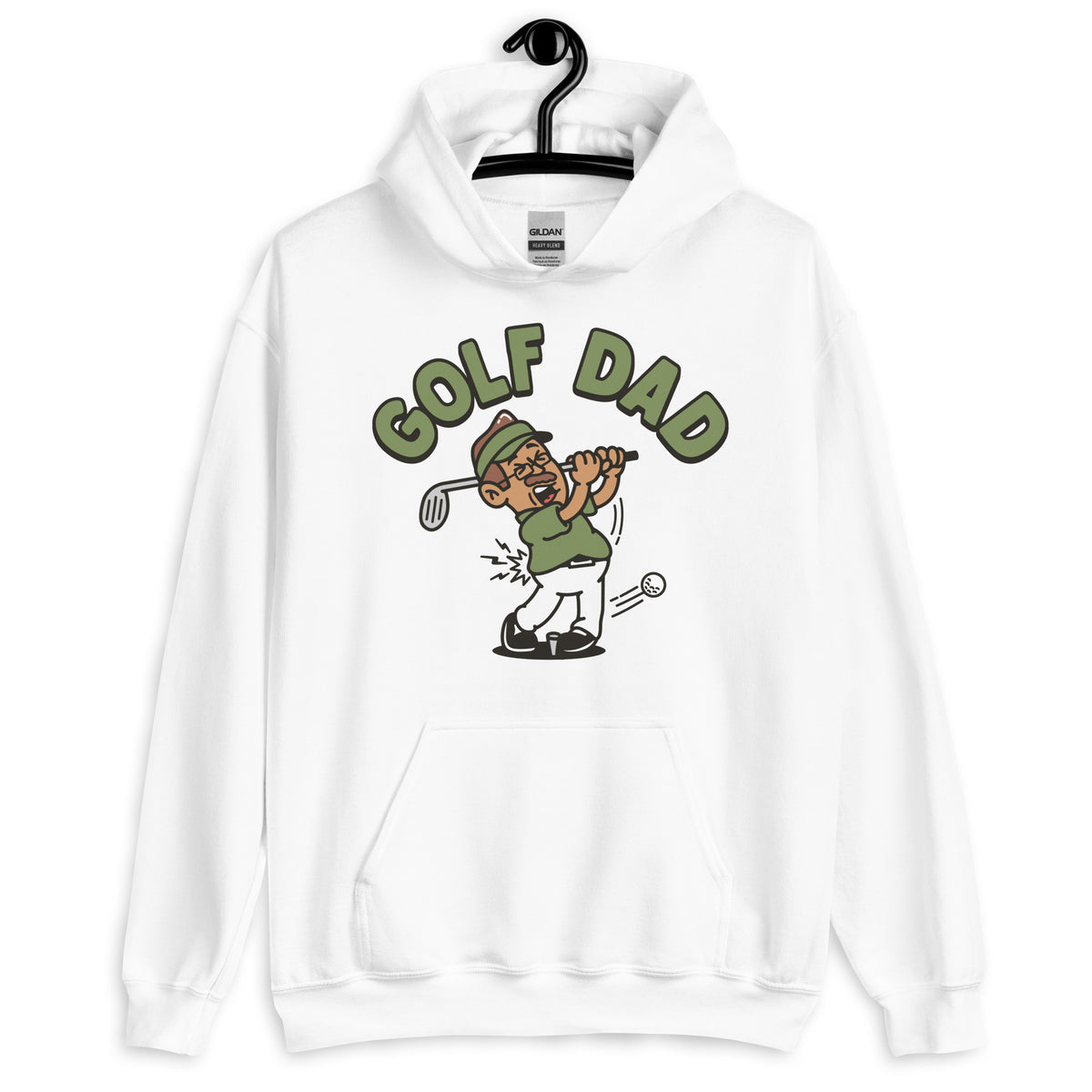 Golf Brown Hair Tan Skin Tone Glasses Moustache Dad Hoodie