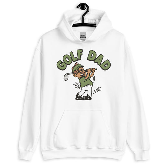 Golf Brown Hair Tan Skin Tone Glasses Moustache Dad Hoodie
