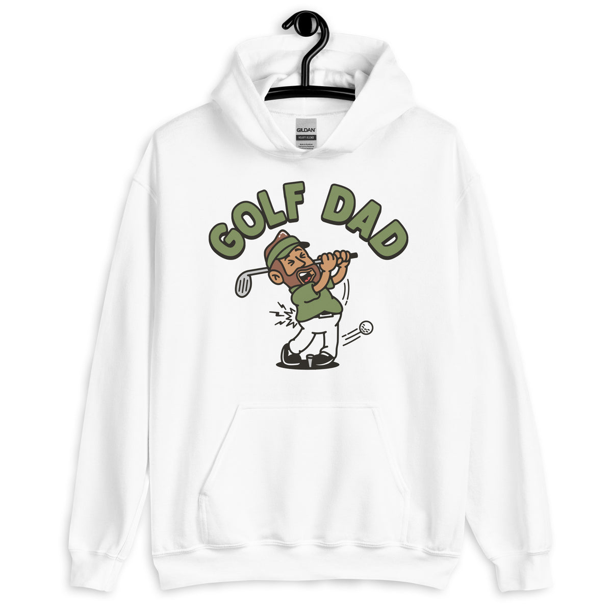 Golf Brown Hair Tan Skin Tone No-Glasses Beard Dad Hoodie