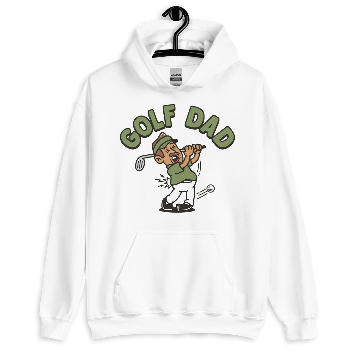 Golf Brown Hair Tan Skin Tone No-Glasses Moustache Dad Hoodie