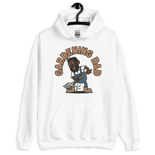 Gardening Black Hair Dark Skin Tone Glasses Medium Beard Dad Hoodie