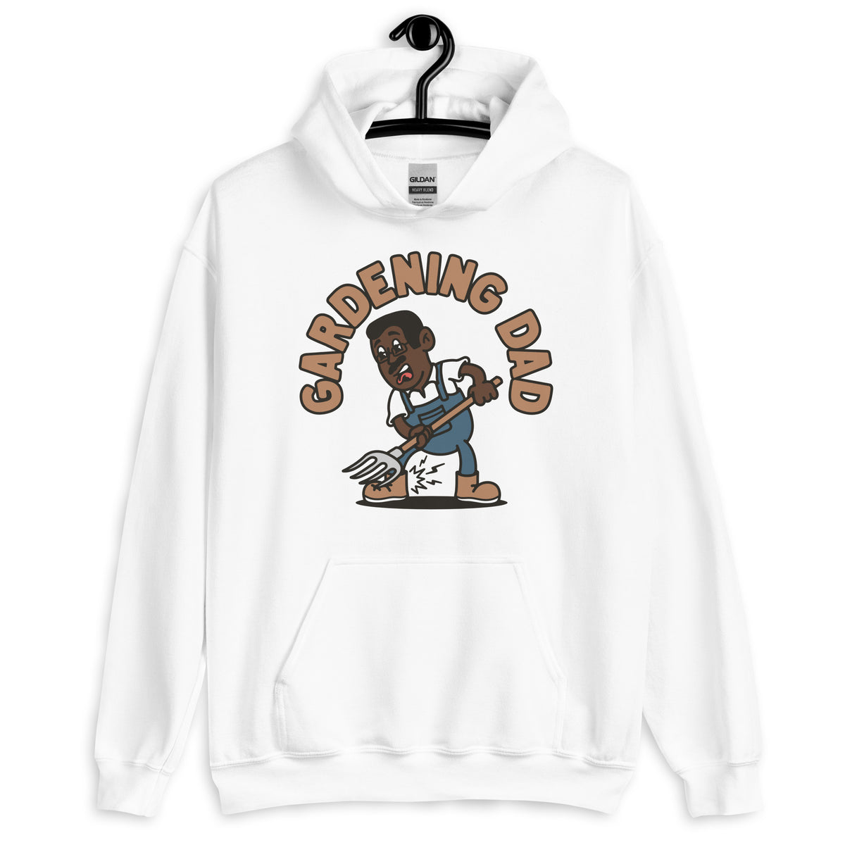 Gardening Black Hair Dark Skin Tone Glasses Short Moustache Dad Hoodie