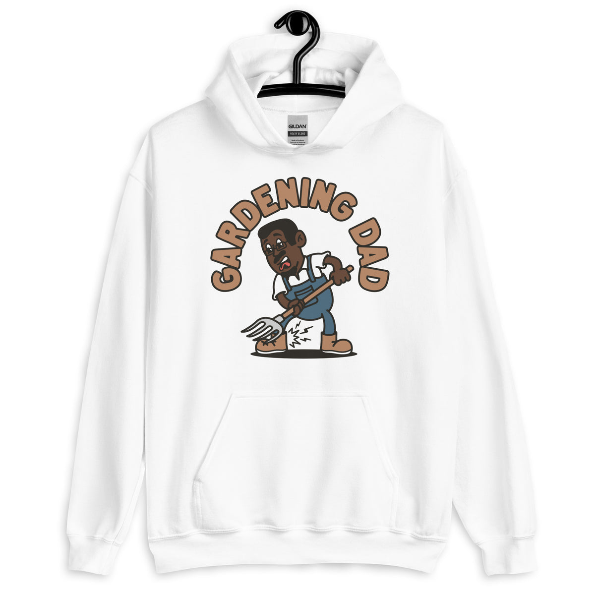 Gardening Black Hair Dark Skin Tone Glasses Short Moustache & Chin Beard Dad Hoodie