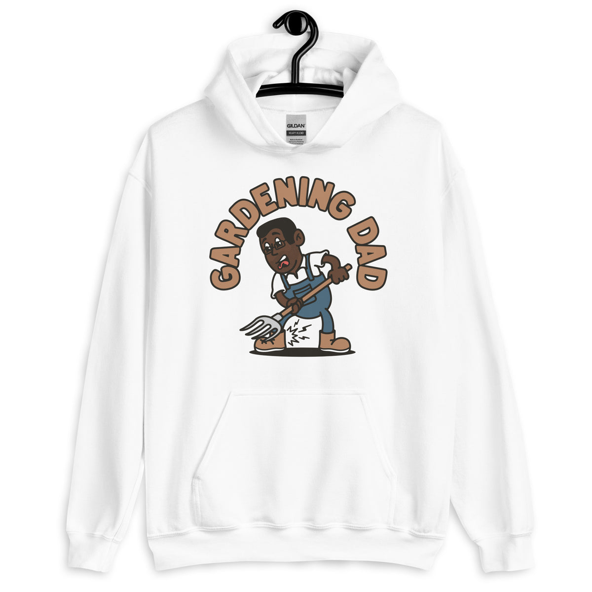 Gardening Black Hair Dark Skin Tone Glasses Short Stubble Dad Hoodie