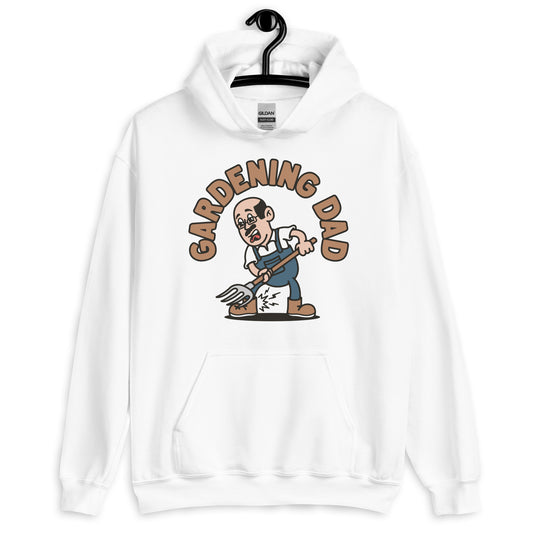 Gardening Black Hair Light Skin Tone Glasses Bald Moustache Dad Hoodie