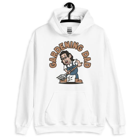 Gardening Black Hair Light Skin Tone Glasses Long Stubble Dad Hoodie