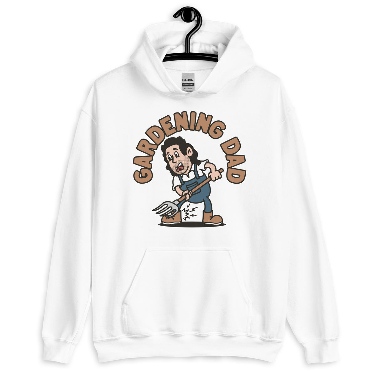 Gardening Black Hair Light Skin Tone No-Glasses Long Stubble Dad Hoodie