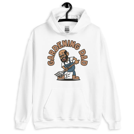 Gardening Black Hair Tan Skin Tone Glasses Bald Beard Dad Hoodie