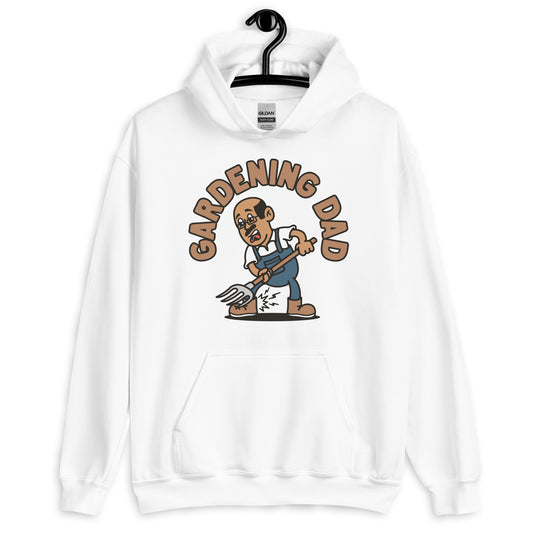Gardening Black Hair Tan Skin Tone Glasses Bald Moustache Dad Hoodie