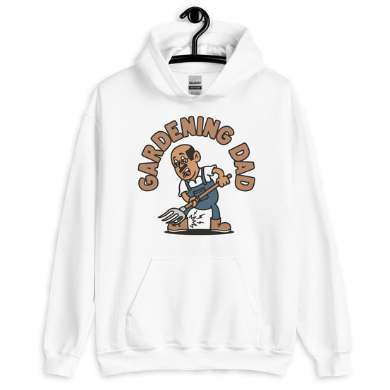 Gardening Black Hair Tan Skin Tone Glasses Bald Moustache Dad Hoodie