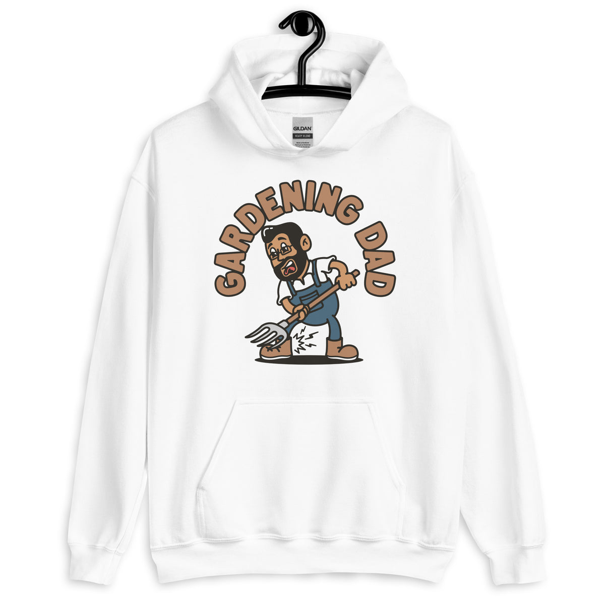 Gardening Black Hair Tan Skin Tone Glasses Medium Beard Dad Hoodie