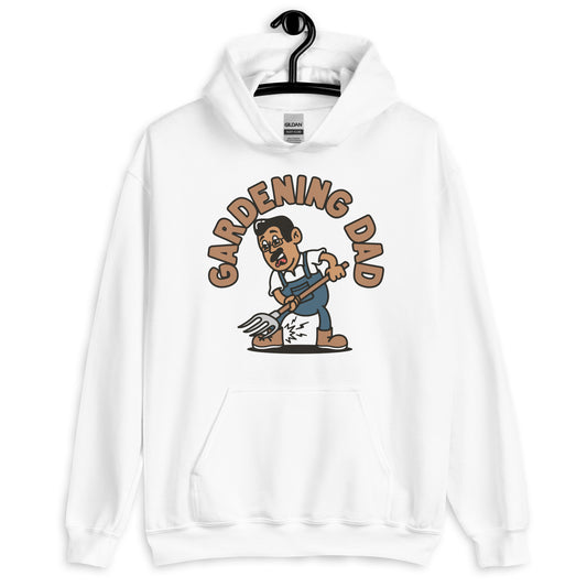 Gardening Black Hair Tan Skin Tone Glasses Medium Moustache Dad Hoodie