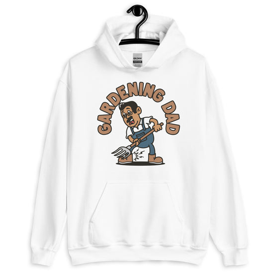 Gardening Black Hair Tan Skin Tone Glasses Medium Moustache Dad Hoodie