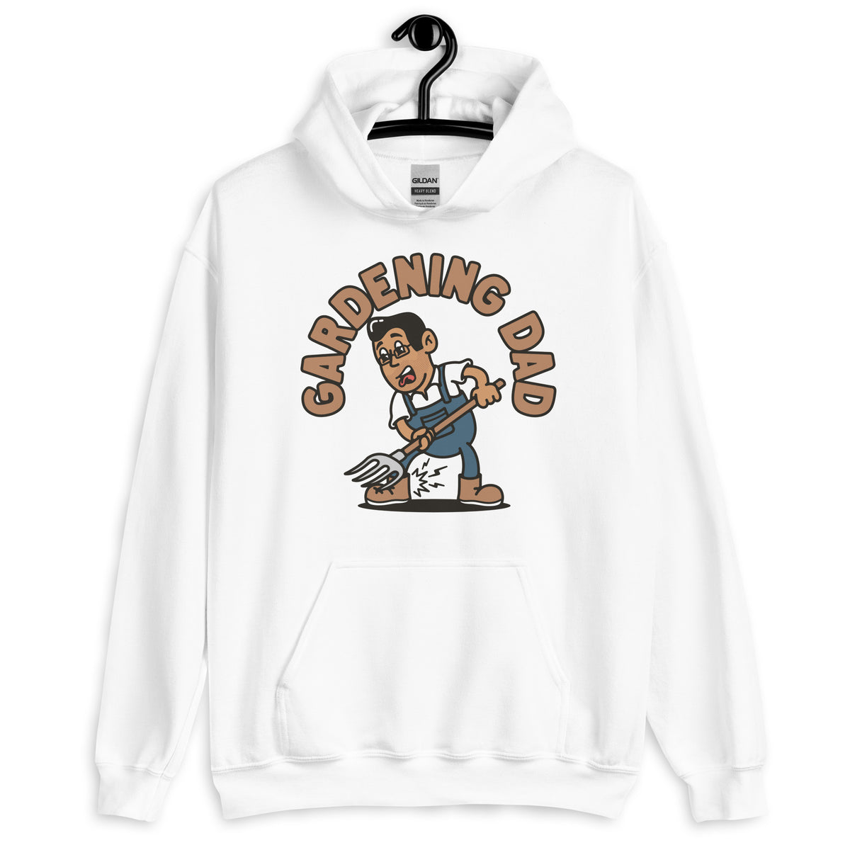 Gardening Black Hair Tan Skin Tone Glasses Medium Stubble Dad Hoodie