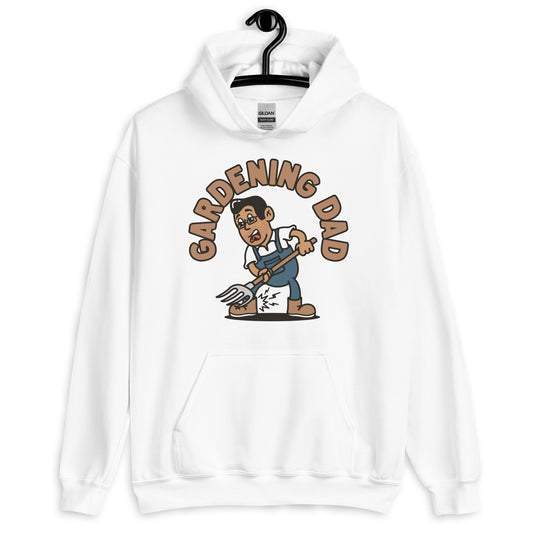 Gardening Black Hair Tan Skin Tone Glasses Medium Stubble Dad Hoodie