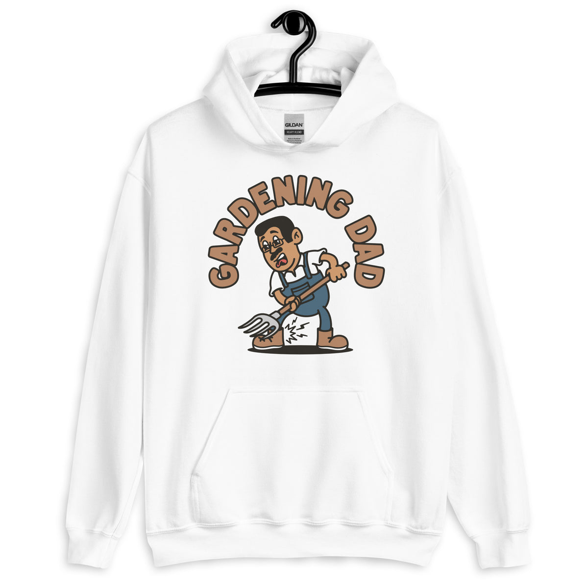 Gardening Black Hair Tan Skin Tone Glasses Short Moustache Dad Hoodie