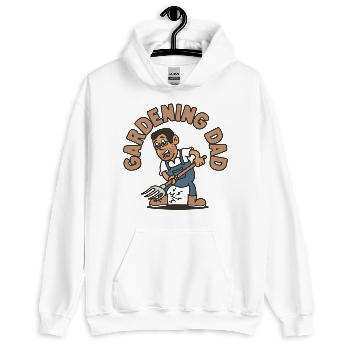 Gardening Black Hair Tan Skin Tone Glasses Short Stubble Dad Hoodie