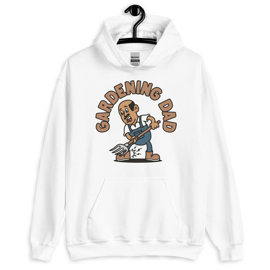 Gardening Black Hair Tan Skin Tone No-Glasses Bald Moustache Dad Hoodie