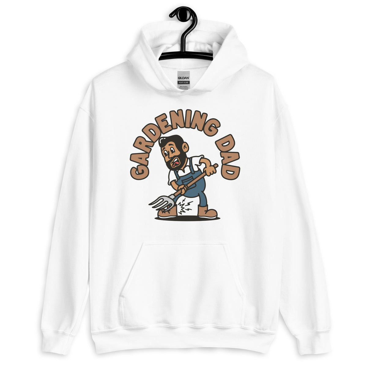 Gardening Black Hair Tan Skin Tone No-Glasses Medium Beard Dad Hoodie