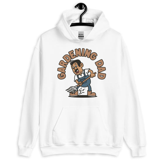 Gardening Black Hair Tan Skin Tone No-Glasses Medium Moustache Dad Hoodie