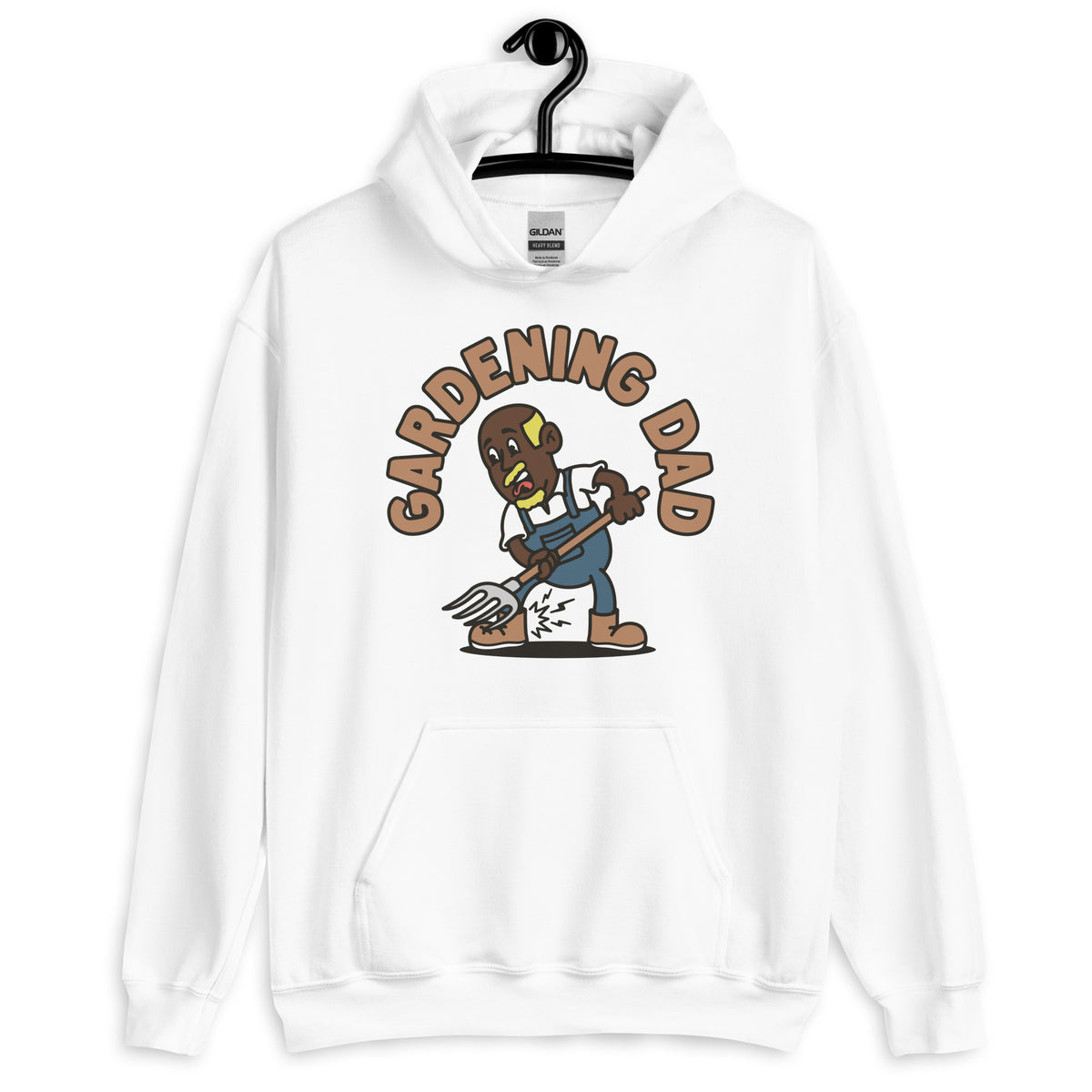 Gardening Blond Hair Dark Skin Tone No-Glasses Bald Moustache & Chin Beard Dad Hoodie