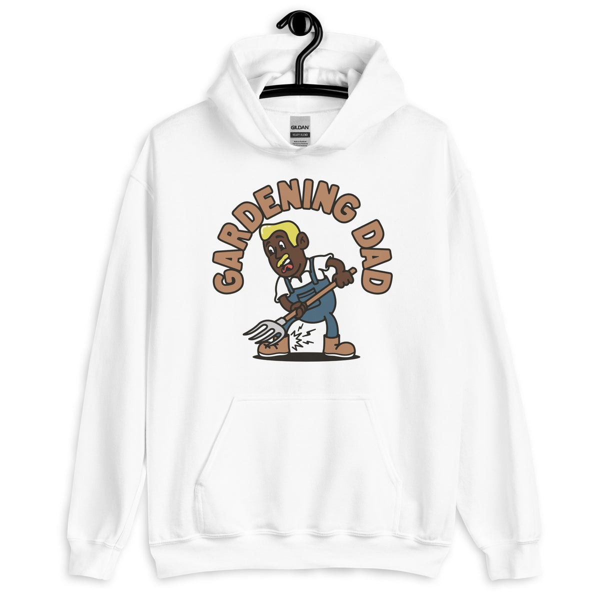 Gardening Blond Hair Dark Skin Tone No-Glasses Medium Moustache Dad Hoodie