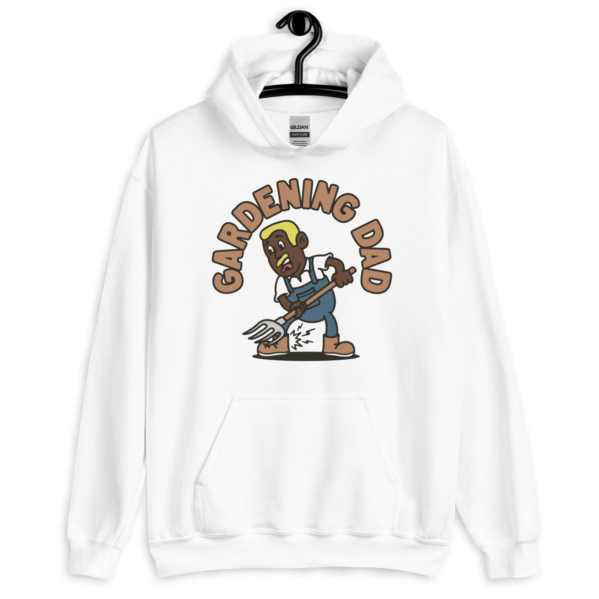 Gardening Blond Hair Dark Skin Tone No-Glasses Short Moustache Dad Hoodie