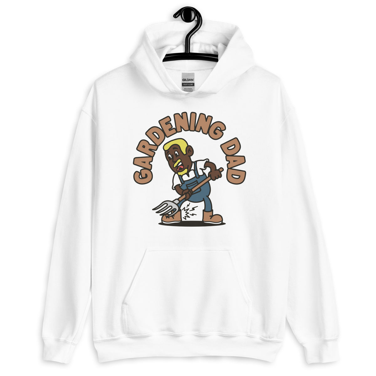 Gardening Blond Hair Dark Skin Tone No-Glasses Short Moustache & Chin Beard Dad Hoodie