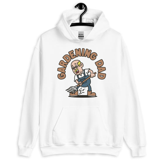 Gardening Blond Hair Light Skin Tone Glasses Bald Moustache Dad Hoodie