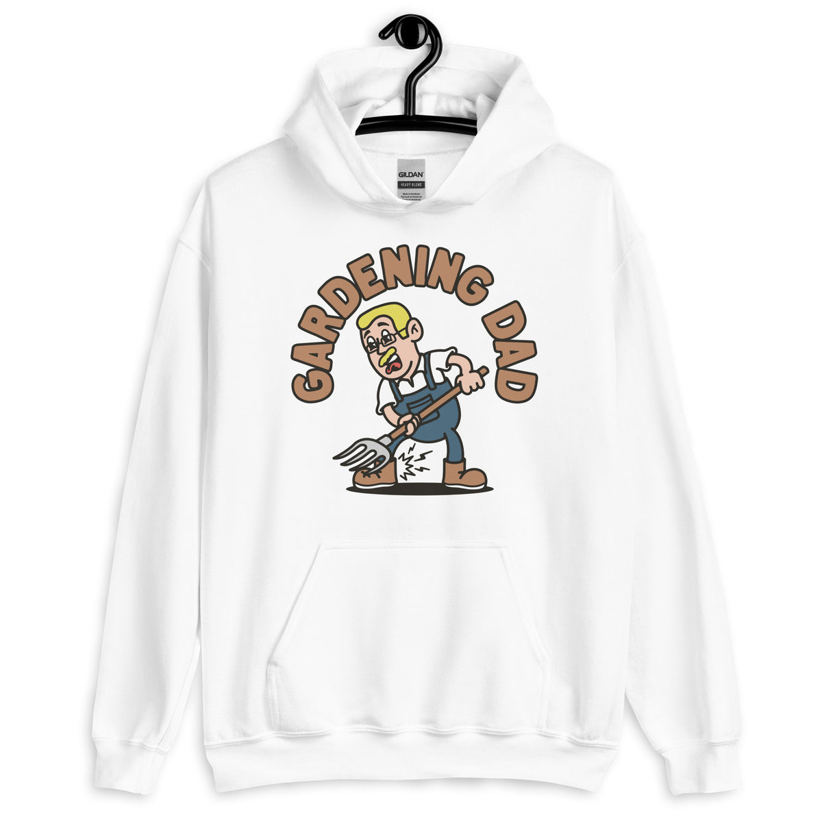 Gardening Blond Hair Light Skin Tone Glasses Short Moustache Dad Hoodie