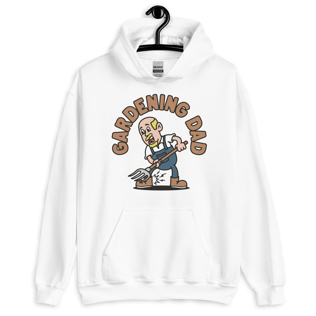 Gardening Blond Hair Light Skin Tone No-Glasses Bald Moustache & Chin Beard Dad Hoodie