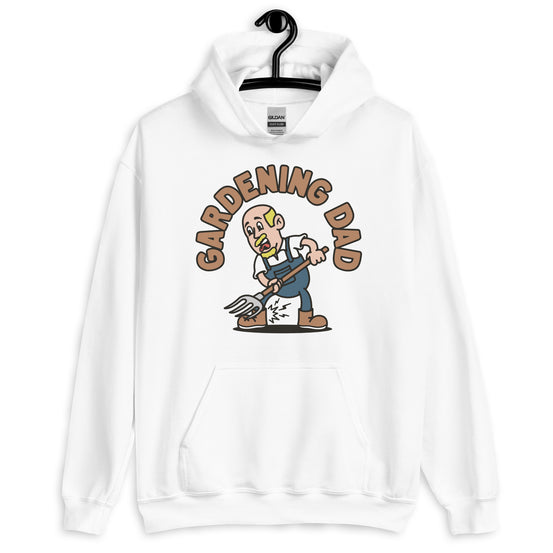 Gardening Blond Hair Light Skin Tone No-Glasses Bald Moustache & Chin Beard Dad Hoodie