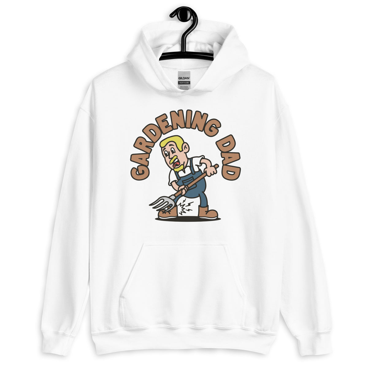 Gardening Blond Hair Light Skin Tone No-Glasses Short Moustache & Chin Beard Dad Hoodie