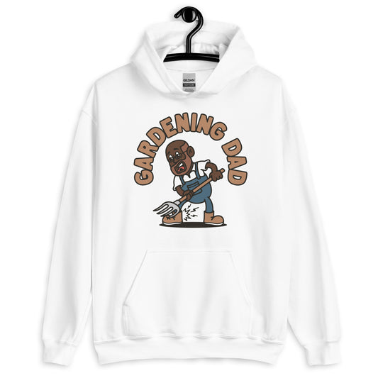 Gardening Brown Hair Dark Skin Tone Glasses Bald Beard Dad Hoodie