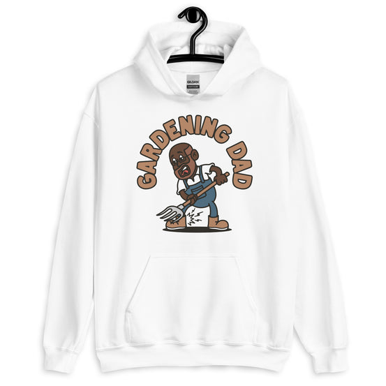 Gardening Brown Hair Dark Skin Tone Glasses Bald Beard Dad Hoodie