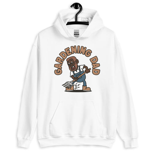 Gardening Brown Hair Dark Skin Tone Glasses Short Beard Dad Hoodie