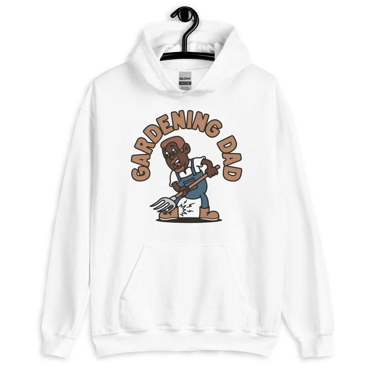 Gardening Brown Hair Dark Skin Tone Glasses Short Moustache & Chin Beard Dad Hoodie