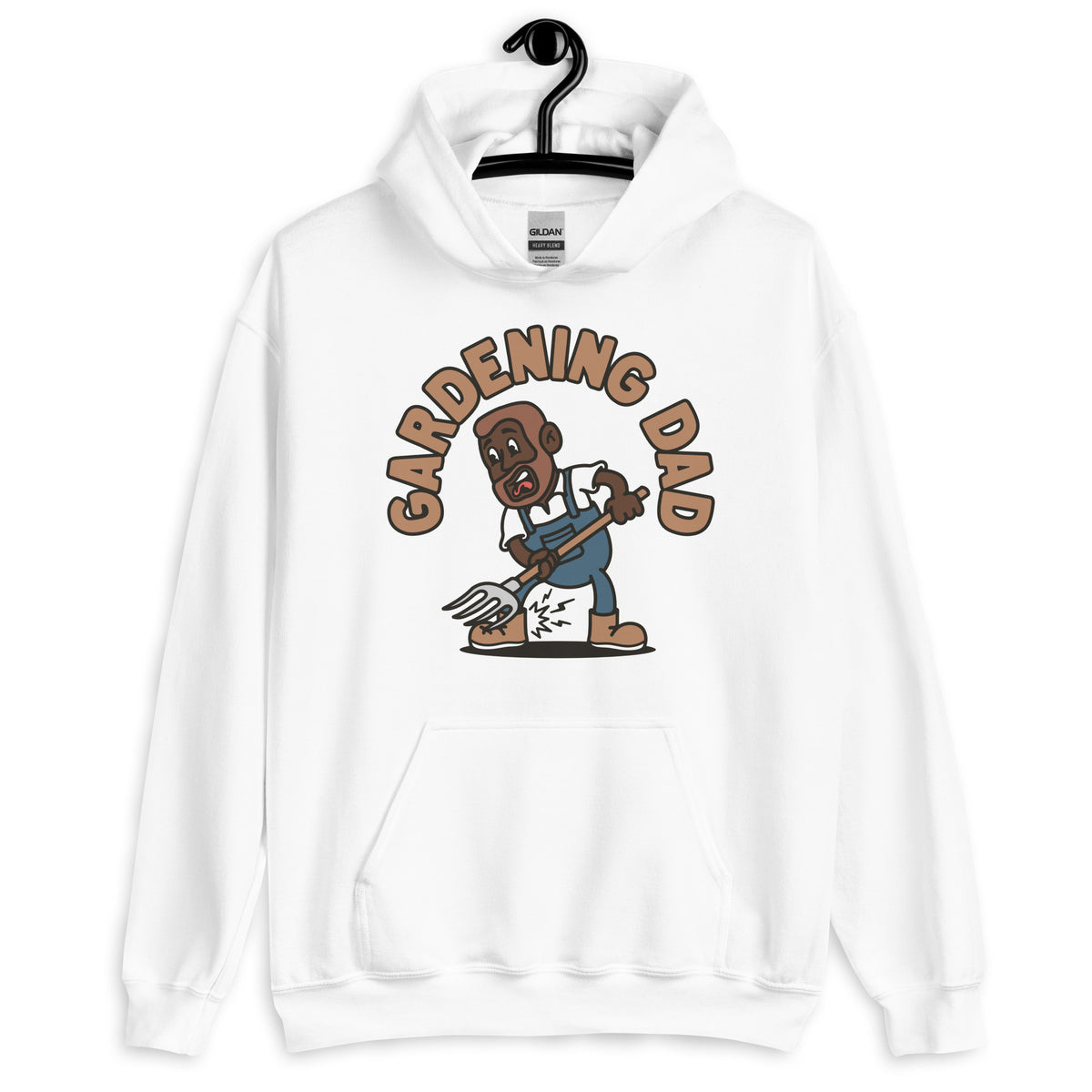 Gardening Brown Hair Dark Skin Tone No-Glasses Short Beard Dad Hoodie