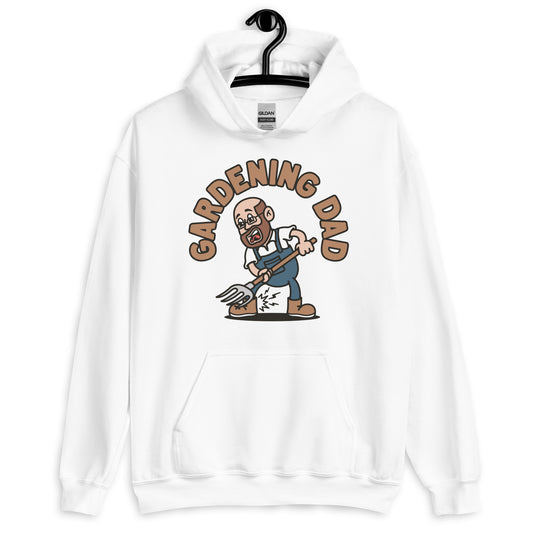 Gardening Brown Hair Light Skin Tone Glasses Bald Beard Dad Hoodie