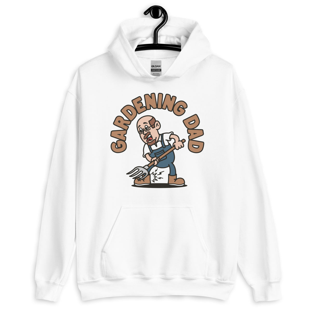 Gardening Brown Hair Light Skin Tone Glasses Bald Moustache & Chin Beard Dad Hoodie