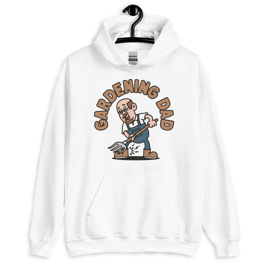 Gardening Brown Hair Light Skin Tone Glasses Bald Moustache & Chin Beard Dad Hoodie