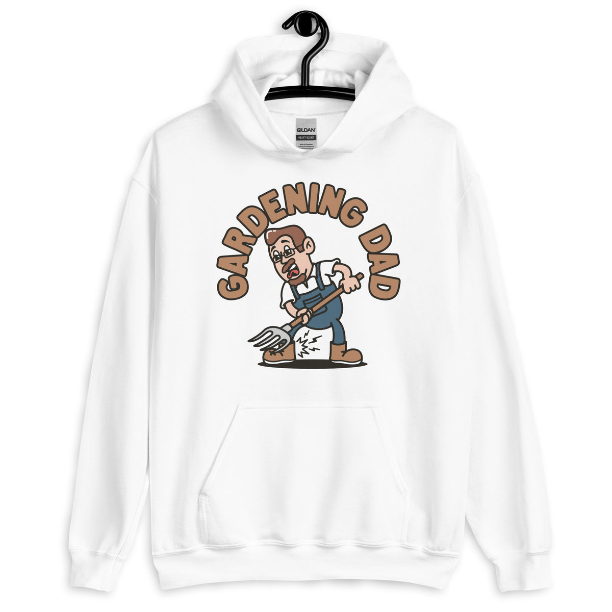 Gardening Brown Hair Light Skin Tone Glasses Medium Moustache & Chin Beard Dad Hoodie