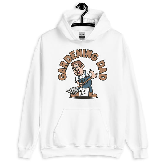 Gardening Brown Hair Light Skin Tone No-Glasses Short Moustache Dad Hoodie